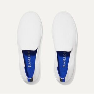 Rothy's White Slip-On Sneakers with Blue Trim